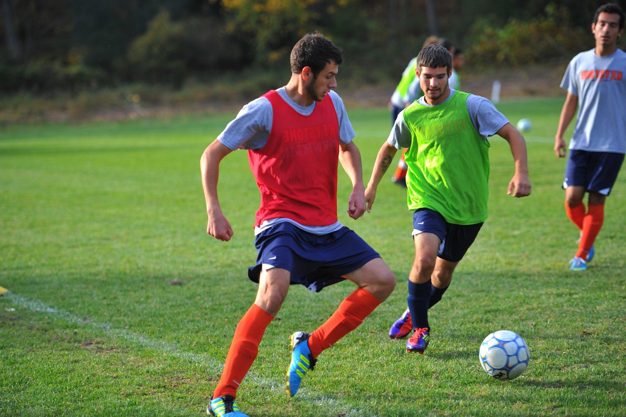 Male athletes play intramural soccer